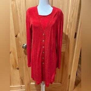 Rabbit Rabbit Rabbit Designs dress and cardigan set vintage Red sparkly Wmns 10